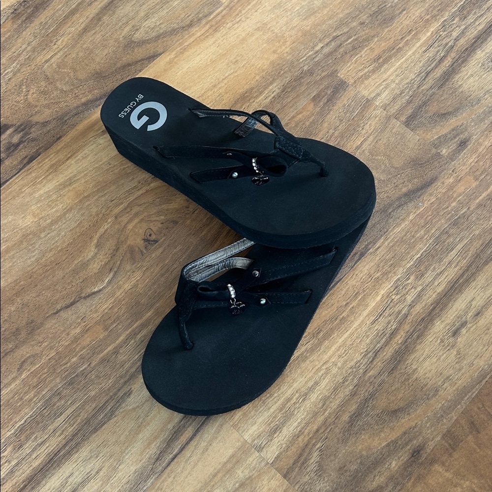 Guess Black Women's Sandals with Charm Detail